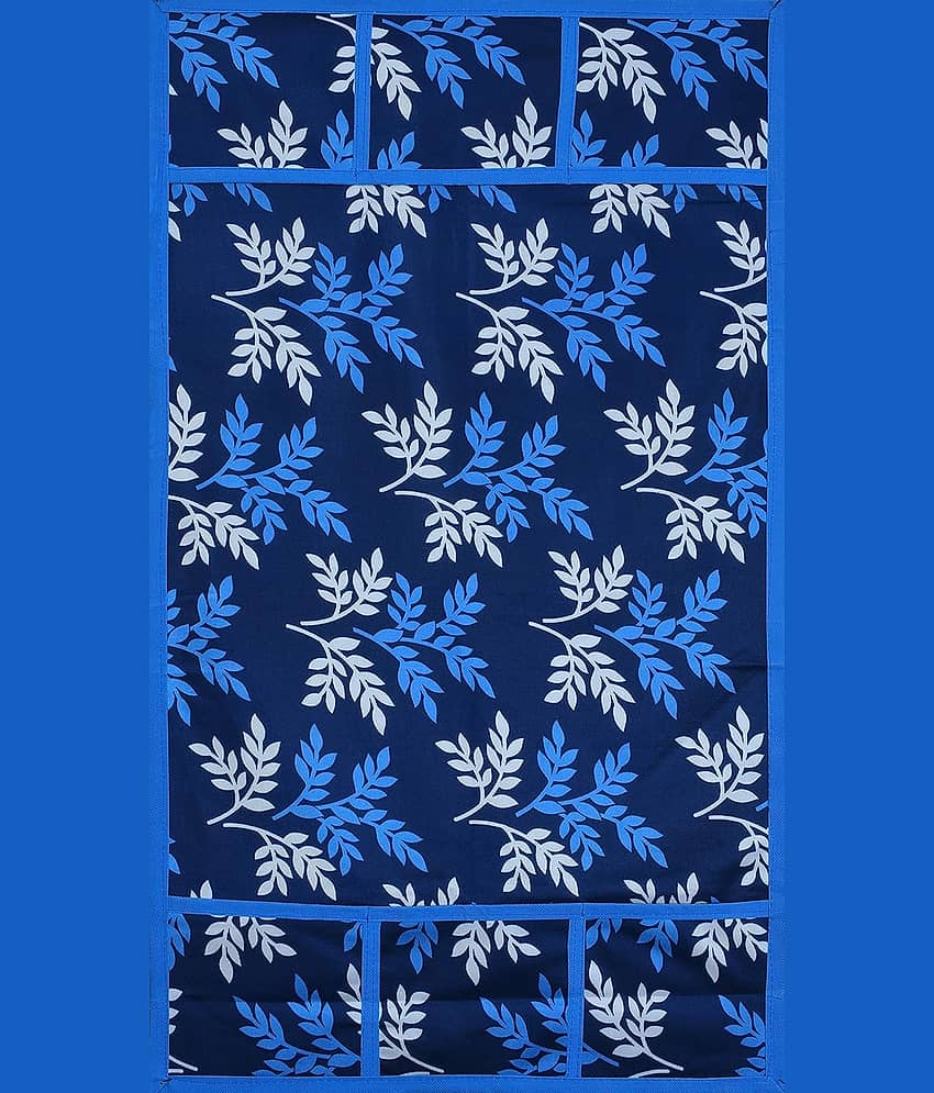 Crosmo Polyester Floral Printed Fridge Mat & Cover ( 64 18 ) Pack of 7 - Blue view 2