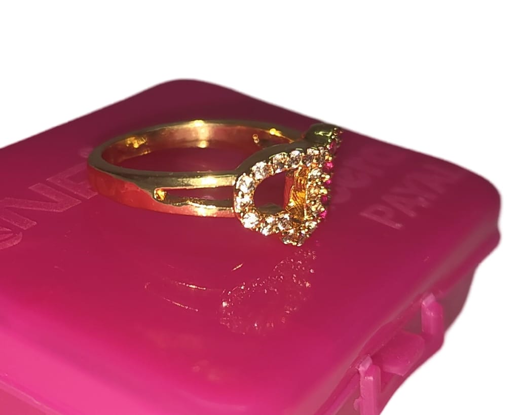 Gold Plated Cubic Zirconia Initial Letter D Ring for Women view 2