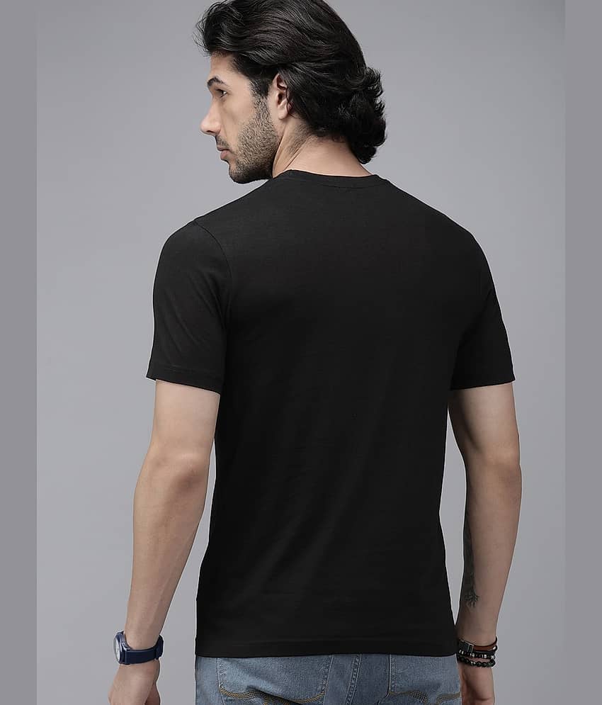 b & e lifestyle Cotton Regular Fit Printed Half Sleeves Men's Round T-Shirt - Black ( Pack of 1 ) view 2