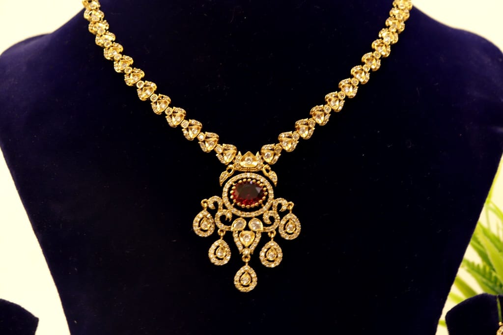 American Diamond Necklace Set With Earrings For Women view 2