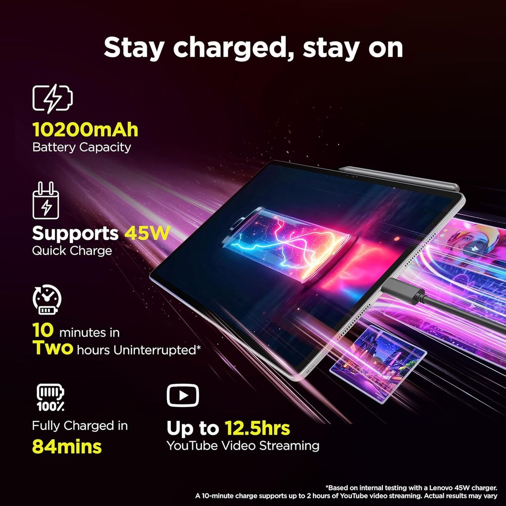 Lenovo Idea Tab Pro Gen 2 with Pen Plus | 13" Display, 3.5K Resolution, 144Hz Refresh | 8GB, 256GB | Snapdragon 8s Gen 4 | 10200mAh | 4 JBL Speakers| USB 3.0 with DP-Out | Wi-Fi 7 | Luna Grey view 2