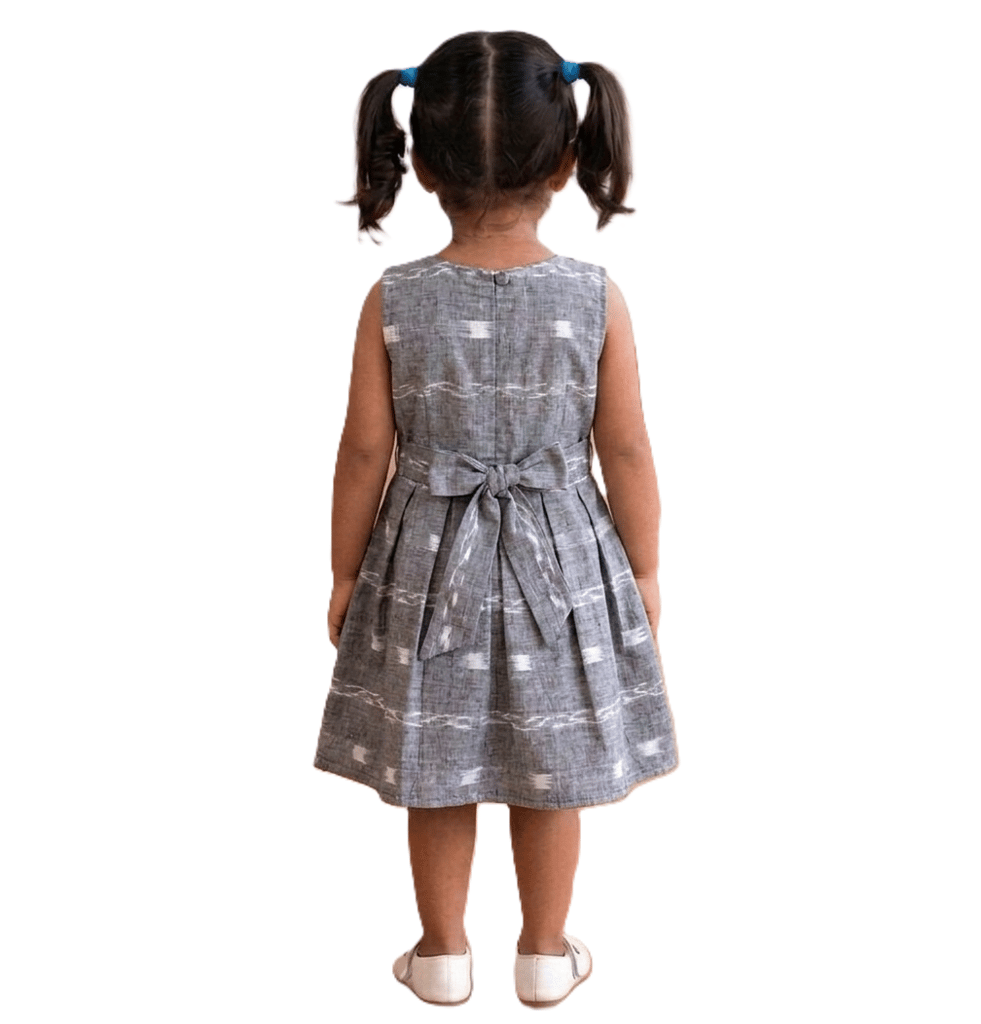 GHL GUENDICHAHAAT Sambalpuri Certified Handloom Cotton Girl's Frock | Ikat Ethnic Wear Dress for Kids | Comfortable Traditional Outfit for Girls view 2