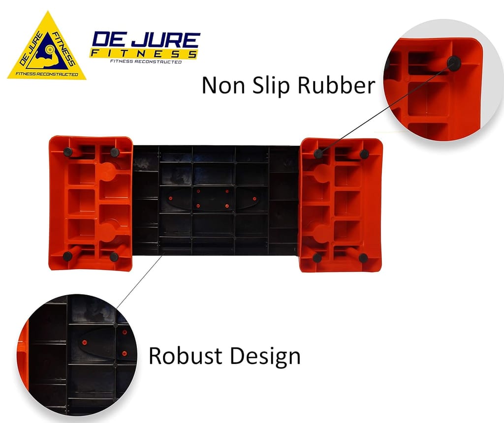 De Jure Fitness Polypropylene Adjustable Home Gym Exercise Fitness Stepper Aerobics Stepper 75cm (Red and Black) view 2