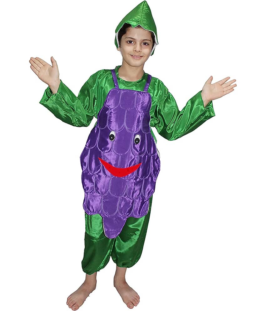 Kaku Fancy Dresses Grapes Cutout Costume With Cap For Kids (Free Size) view 2
