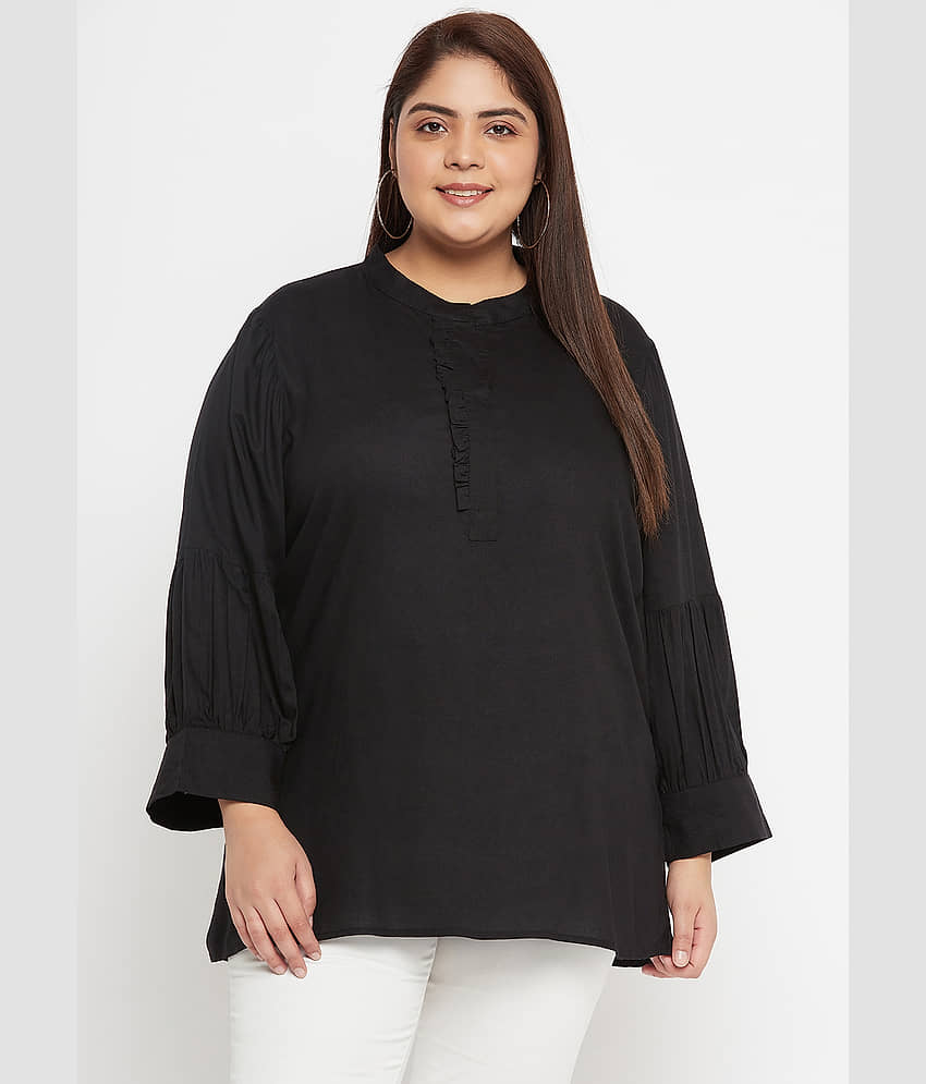 VINAAN Women's Rayon Regular Top ( Black )