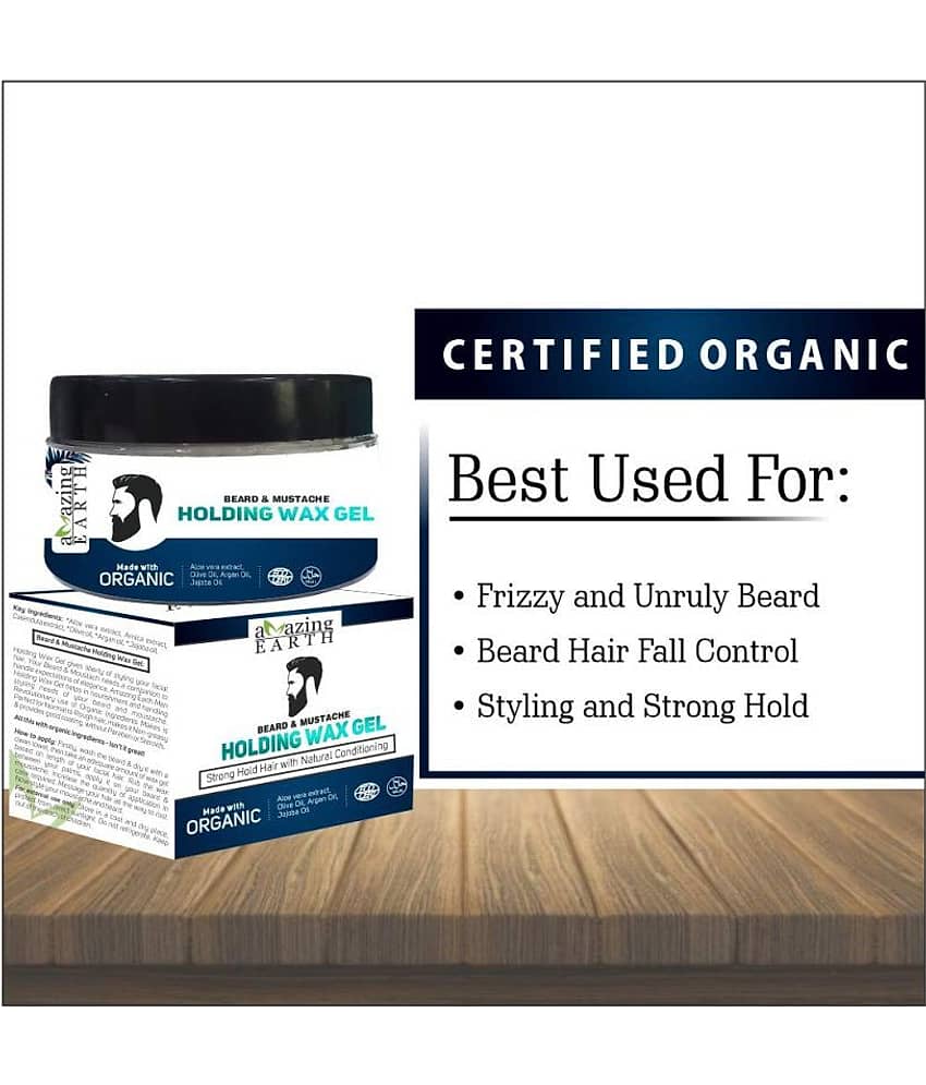AMAzing EARTH Certified Organic Beard & Mustache Holding Wax Gel for Men view 2