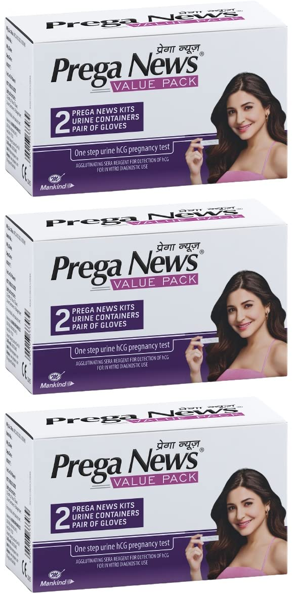 PREGANEWS Value Pack( 2 Gloves + 2 Urine Containers + 2 Pregnancy Test Kits ) x Pack of 3 Pregnancy Test Kit (6 Tests) view 2