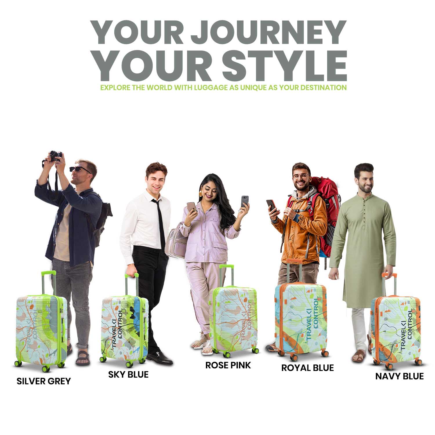 AMERICAN TRAVELLER The Upland Trolley Bag Set of 3 Cabin, Medium, Large | Travel Suitcase Set | Durable Hard Shell | TSA-Type Lock | Spinner Trolley with Anti-Theft Zippers (3, Silver Grey(Grey)) view 2
