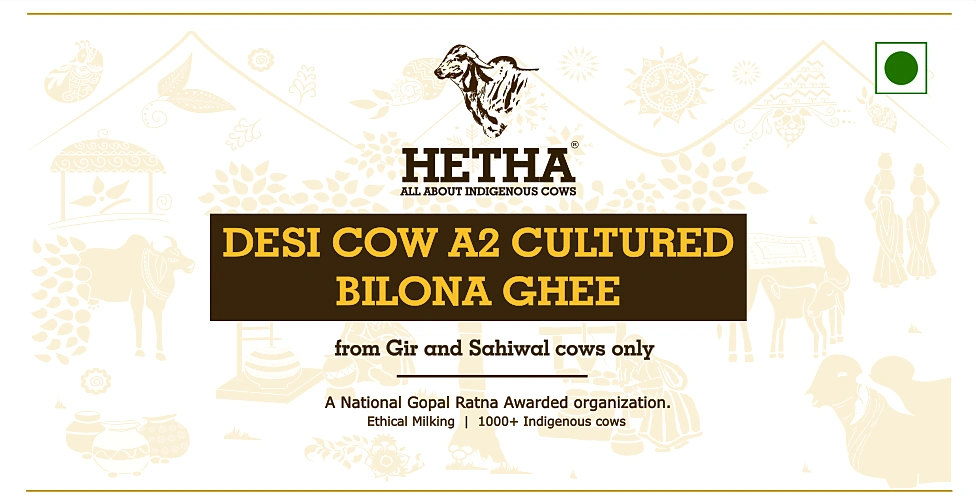 Desi Cow A2 cultured Bilona Ghee / A2 Ghee (Size - 1000 ml) by HETHA view 2