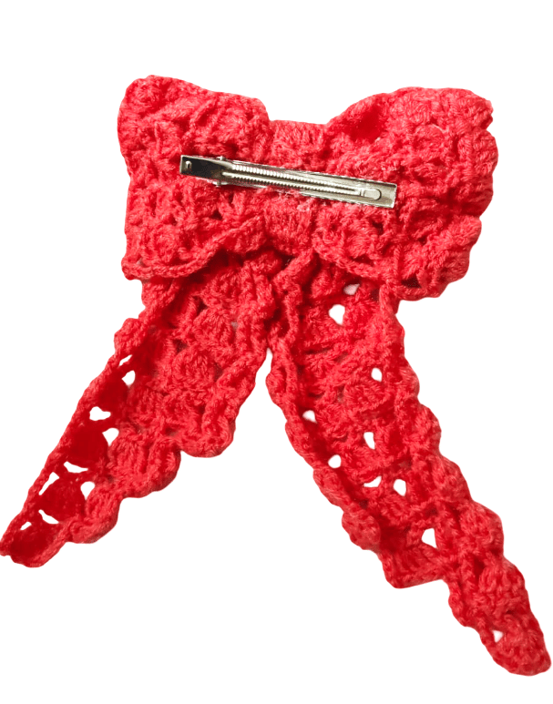 Handmade Crochet Lace Bow Brooch / Decorative Bow Applique view 2