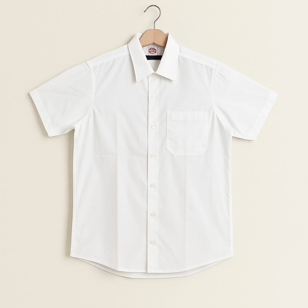 mens pure cotton half sleeves white shirt view 2