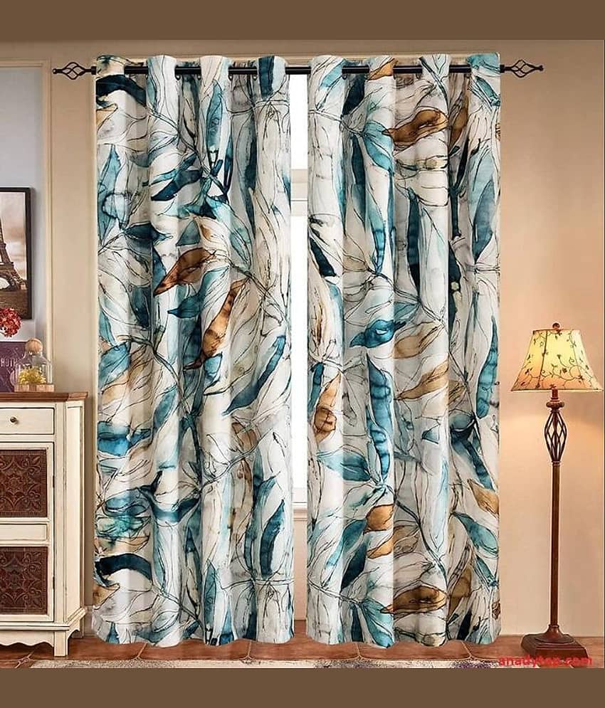 V21 decod Graphic Room Darkening Eyelet Curtain 5 ft ( Pack of 1 ) - Blue