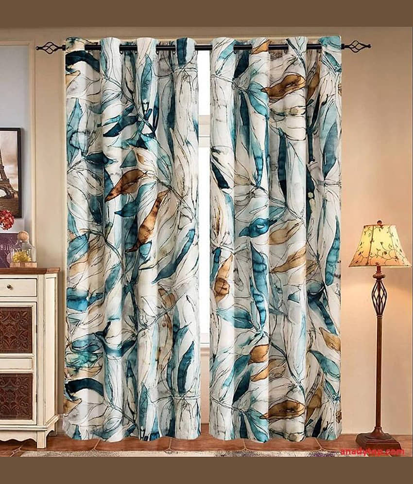 V21 decod Graphic Room Darkening Eyelet Curtain 5 ft ( Pack of 1 ) - Blue view 2