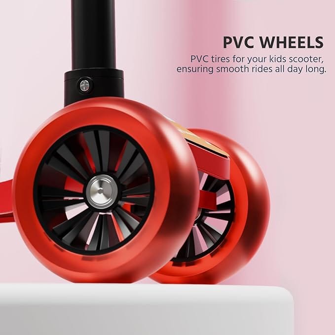 Lifelong Kick Scooter with Adjustable Height - Foldable - Skate for Kids with PVC Wheel - Max User weight-50 kg, Red view 2