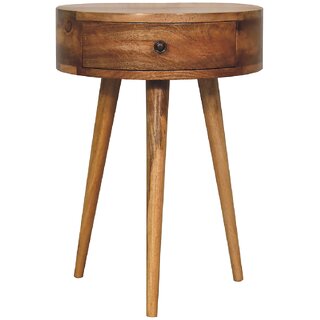 Mini Oak-ish Circular Shape Bedside view 2