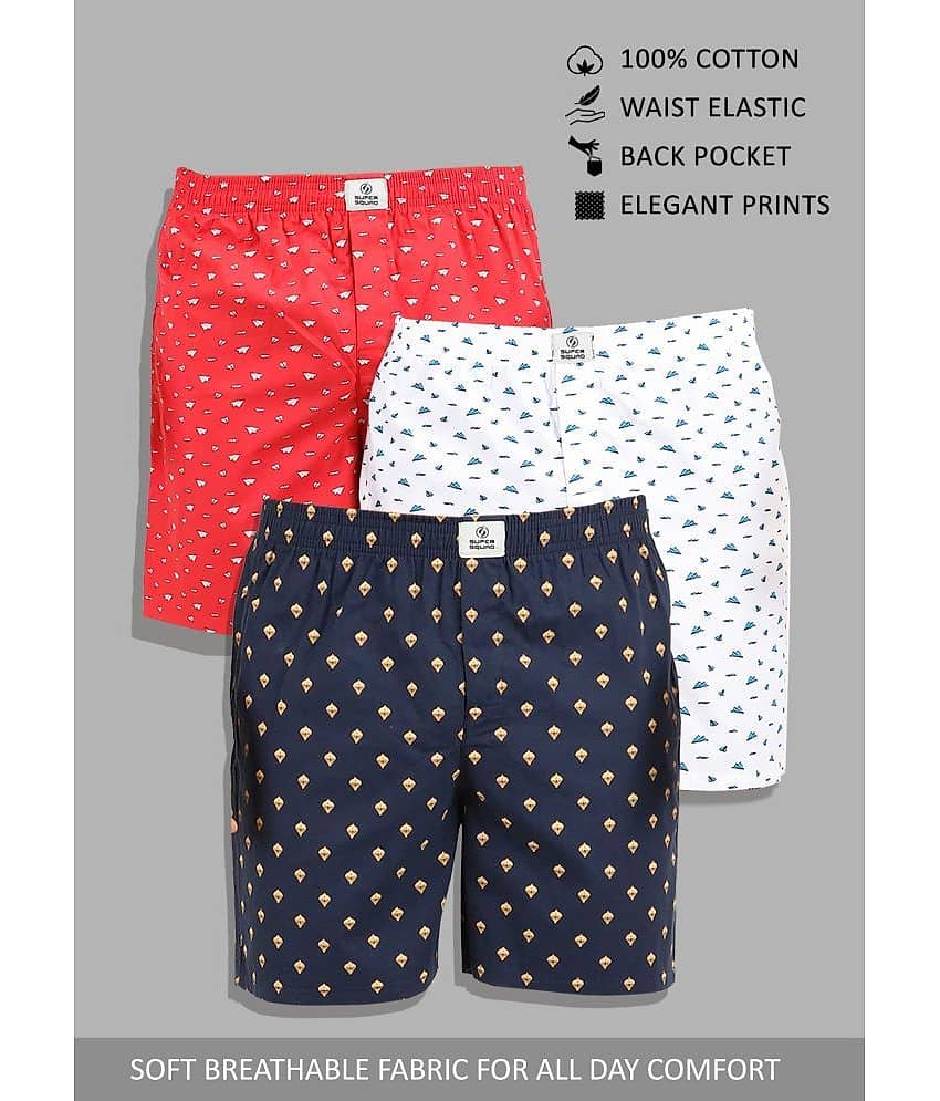 Supersquad Pack of 3 Cotton Boxers For Men's ( Assorted 5 )