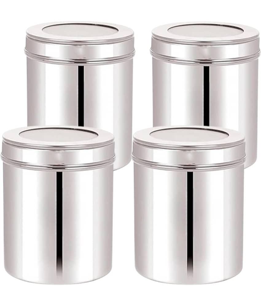 STEEPLE Steel Silver Multi-Purpose Container ( Set of 4 )