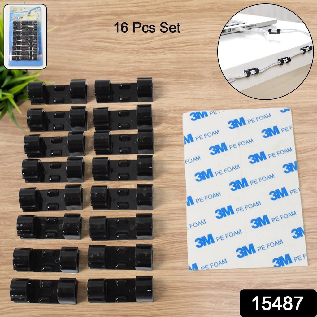 Plastic Wire Cord Cable Clips Organizer Holder (16 Pcs Set) view 2