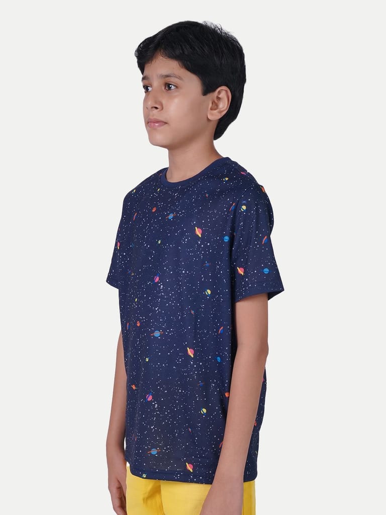 Teen Boys Navy Galaxy Printed T-Shirt view 2