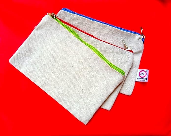 2DS Cotton Canvas Zipper Pouch Bag for coins, Office, School, Stationery, Money Wallet, Makeup, Jewellery, Pencil Pouch, Best for Women & Girls Cosmetic Bag view 2
