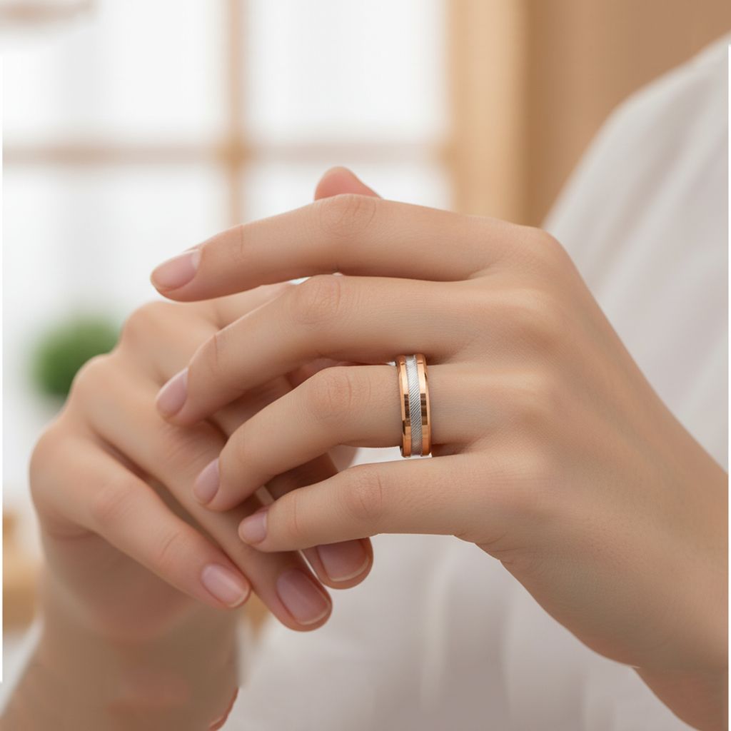 925 Sterling Silver Two-Tone Band Ring for Men & Women I Weight - 5.63 g view 2