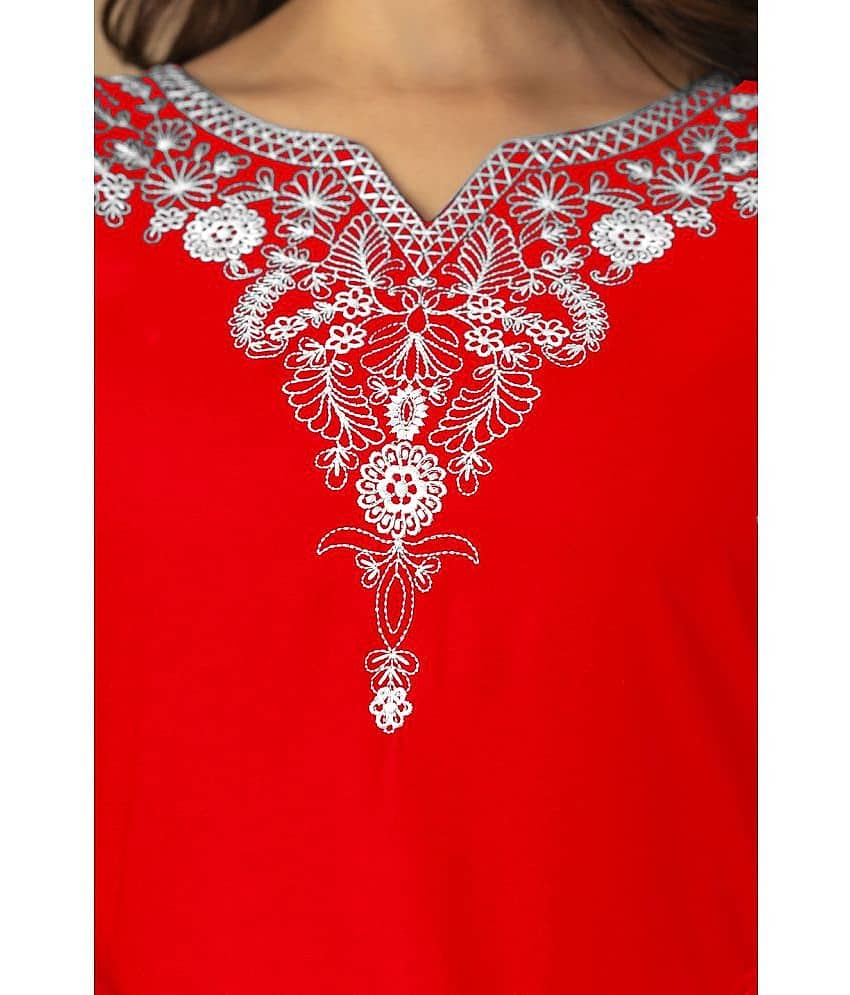 Kapadia Women's Rayon Regular Top ( Red ) view 2