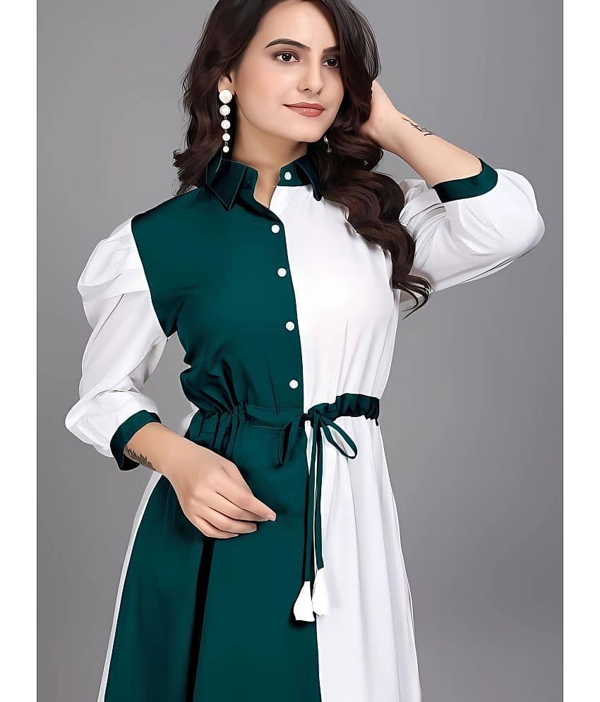 Hemang Fashion Women Cotton Colorblock Fit & Flare Dress ( Green ) view 2