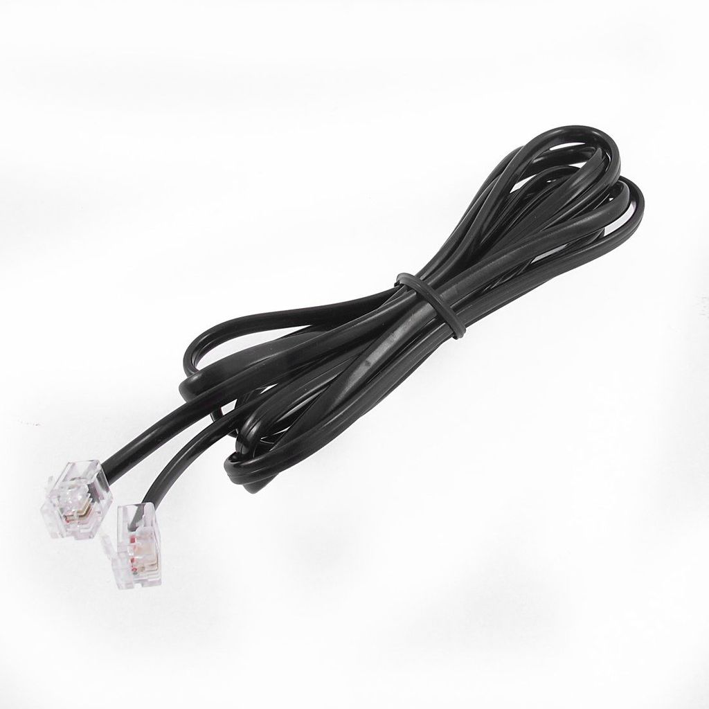 6P2C RJ11 Telephone Extension Fax Modem Cable Line 6.5Ft Length Black PACK OF 1 view 2