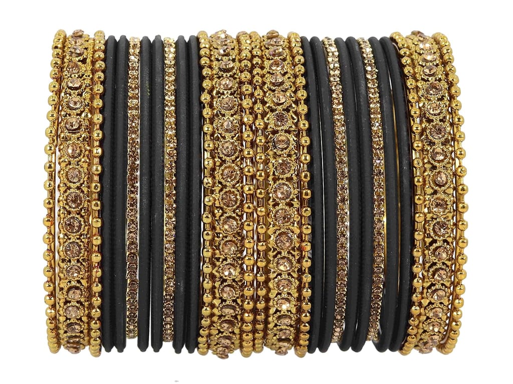 NMII Metal With Zircon Gemstone Studded Glossy Finished Traditional Bangle set for Women view 2