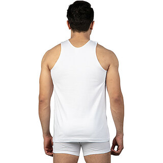 MCS Men Solid Sleeveless White Vest view 2