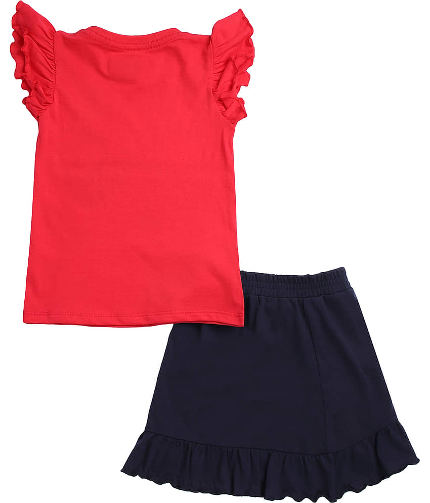 Arshia Fashions Pack of 1 Girls Cotton Blend Top With Skirt ( Dark Blue ) view 2