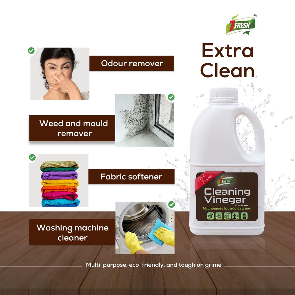 7Fresh CLEANING VINEGAR 20% Concentrated for Multipurpose Cleaning | Hardwater Stain Remover,Glass ,Limescale, Fruits & Vegetable,Fridge Odour Remover view 2