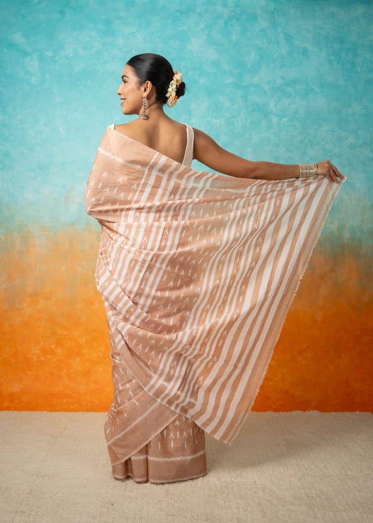 Casual Peach Cotton Saree view 2