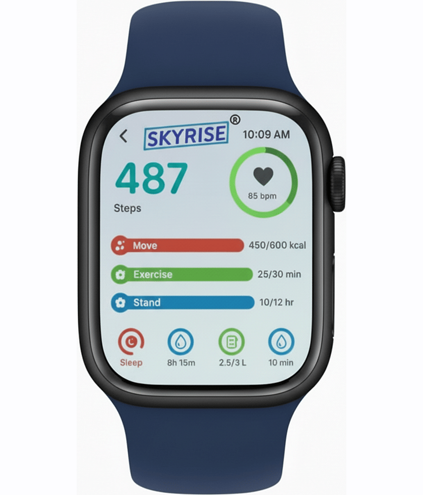 SKYRISE Limited Edition Smartwatch | Heart Rate | Steps | Wireless Charging Smartwatch (Navy Strap, 2.09 Inch Big Sunlight Proof Display) view 2