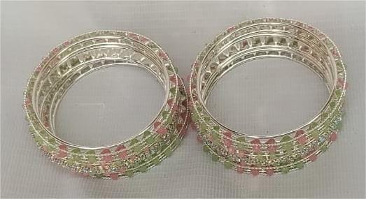 Pink and Green Rhinestone Bangle Set view 2