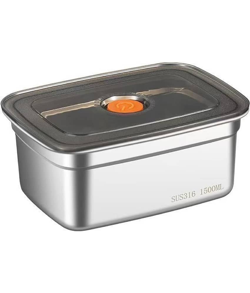 RAVISTRA Fridge Storage Box Steel Silver Food Container ( Set of 1 )