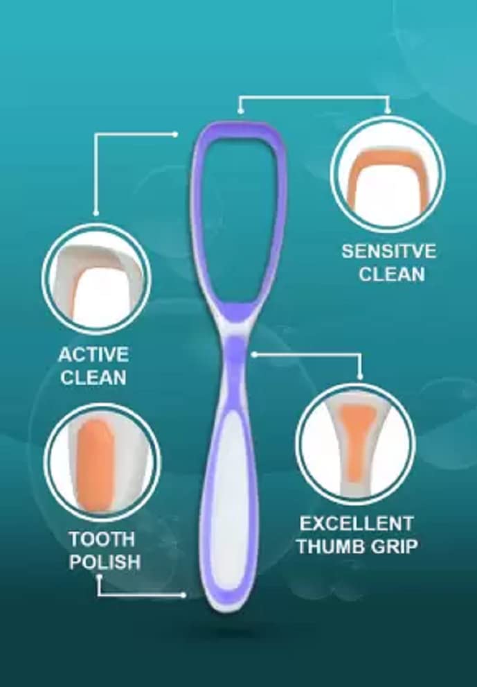 Elecsera Oral Tongue Cleaner Brush Scraper, 4 pcs view 2