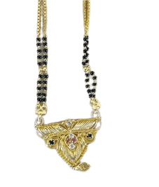 22K Yellow Gold Mangalsutra with Black Beads for Women view 2
