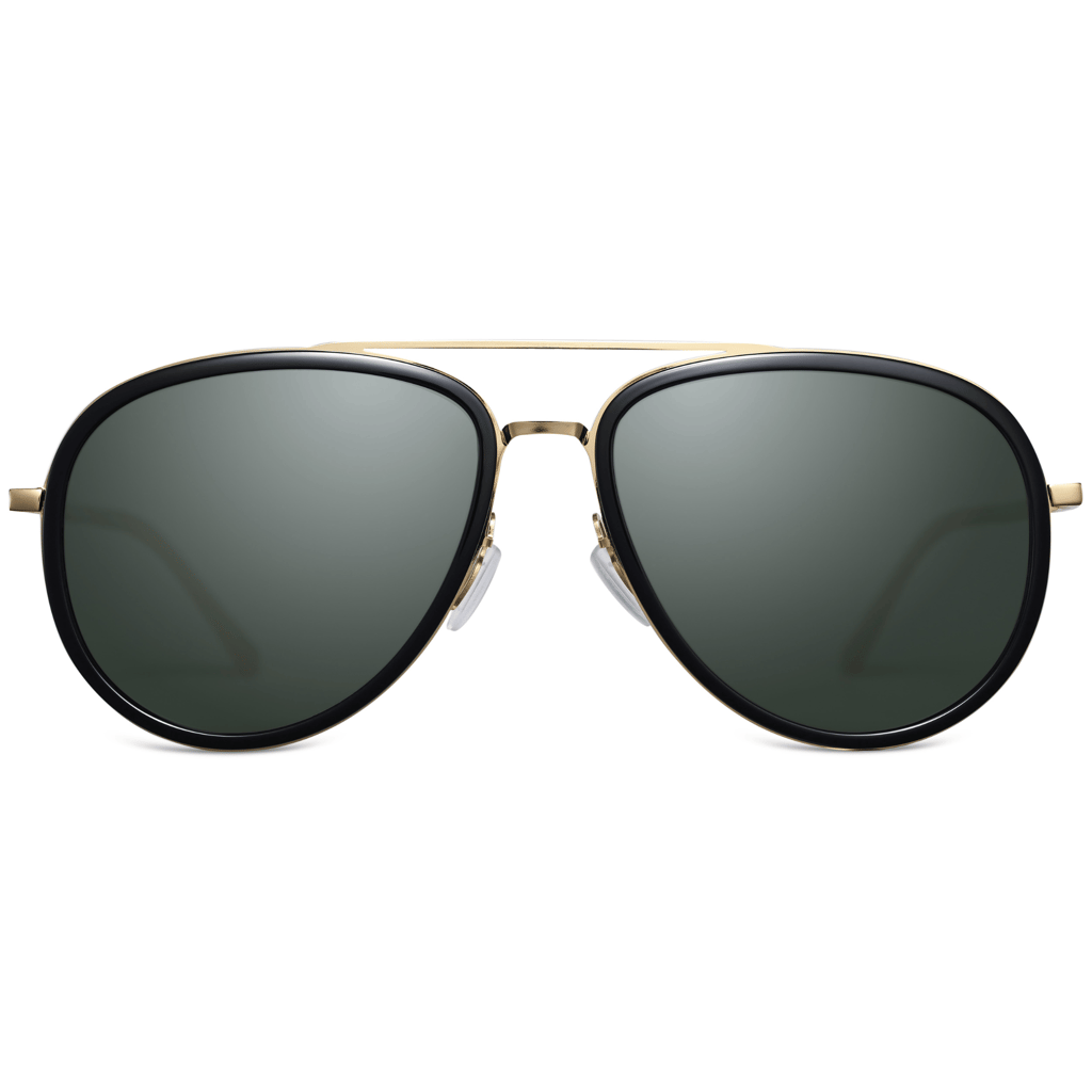 PARIM Polarized Unisex Aviator Sunglasses Golden::Silver Frame / Green Lenses | SKU 11047 B2 view 2
