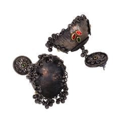 Oxidized Metal Color Jhumki Earrings view 2