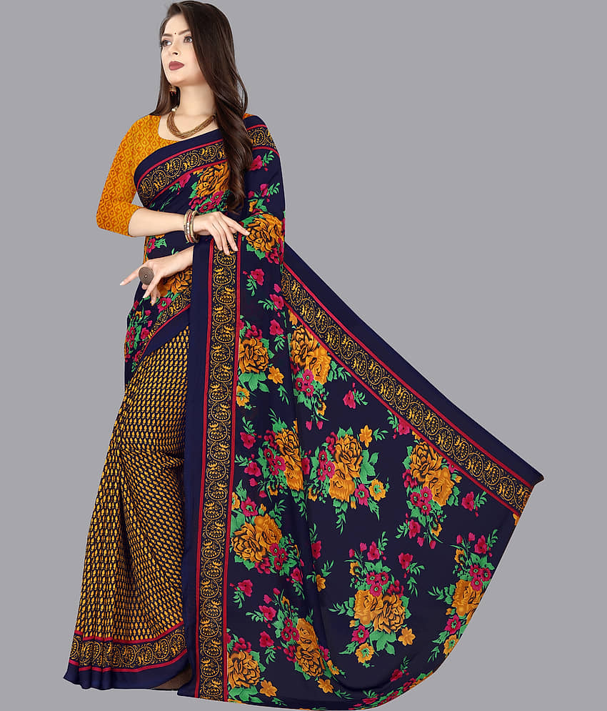 ANAND SAREES Georgette Printed Saree With Unstitched Blouse Piece ( Green ) view 2