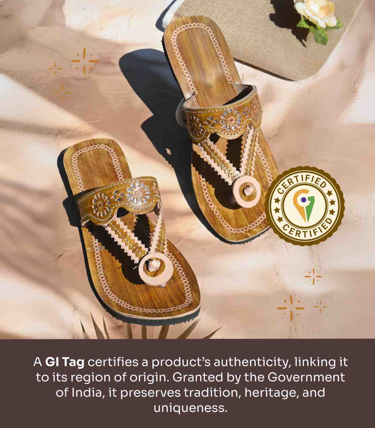 Golden Ethnic V-Cut Chamba Chappal view 2